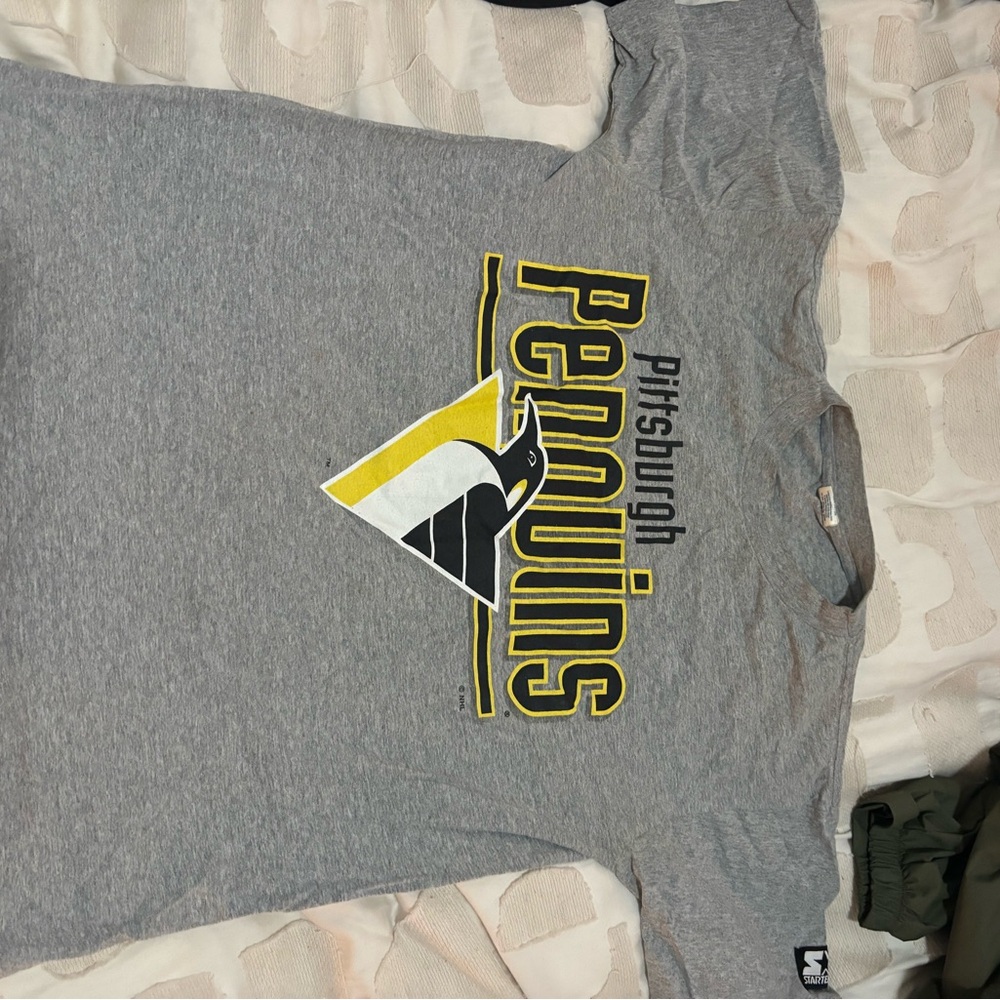 STARTER Gray Pittsburgh Penguins Tee